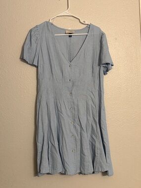 Universal Thread Light Blue Button-Front V-Neck Dress NWOT
